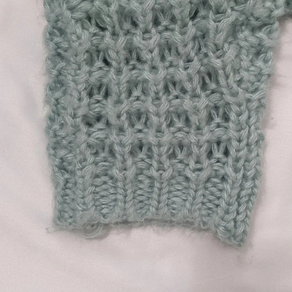 Oversized Open Stitch Cowl Neck Sweater, Color Light Blue Size XS-TP - Picture 8 of 12